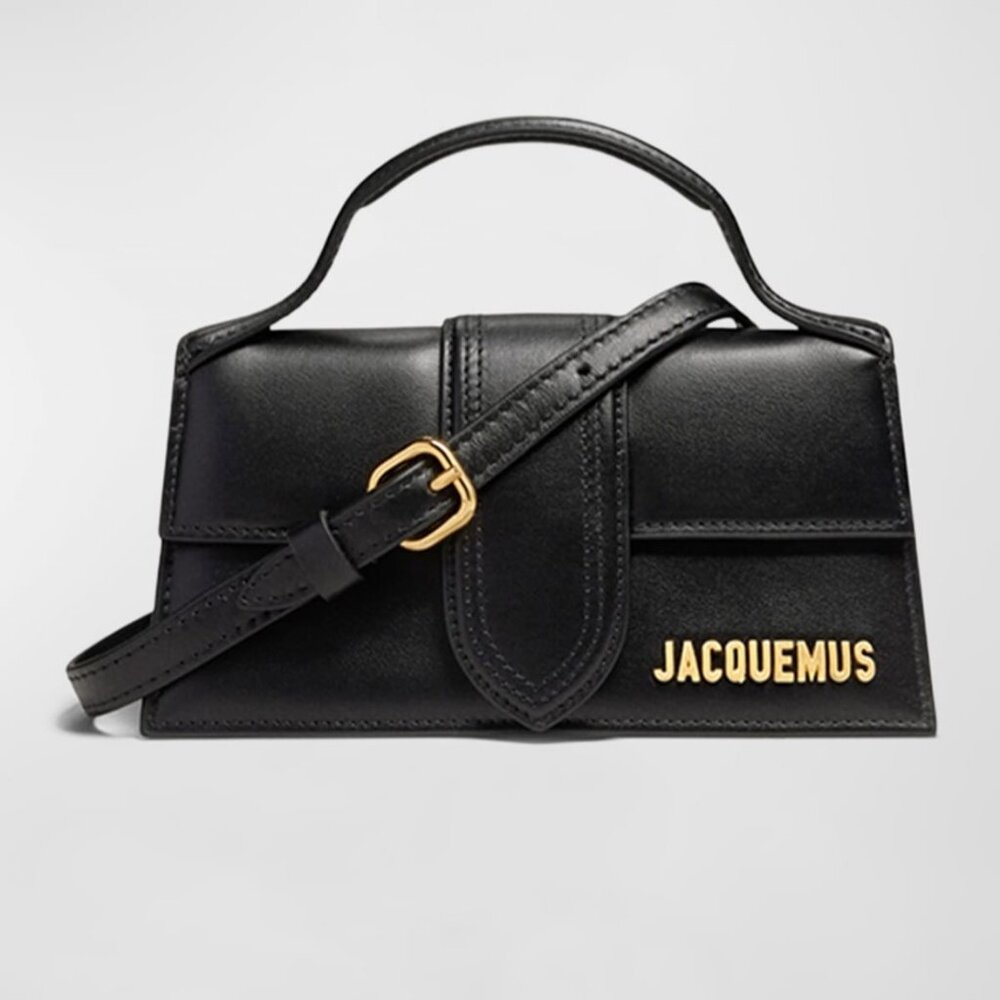 Jacquemus Black Leather Le Chiquito Bag with Gold Logo